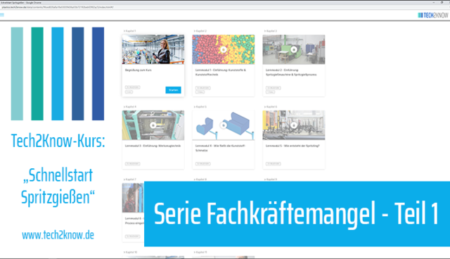 Kapitelübersicht des Tech2Know E-Learning Kurse Schnellstart Spritzgießen